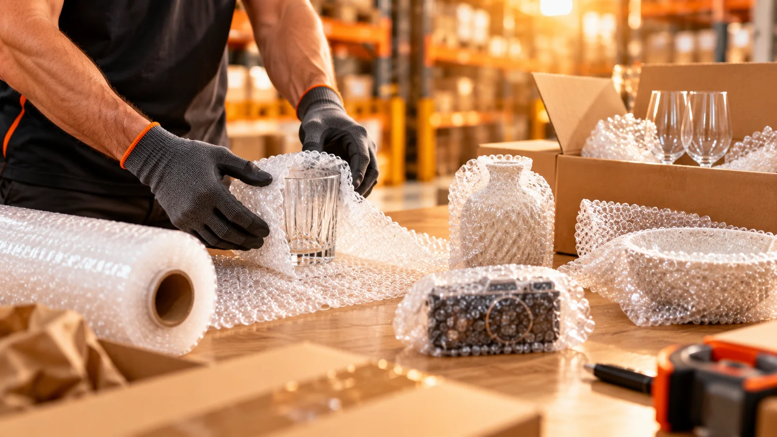 Fragile items protected by JFAM Packaging premium bubble wrap